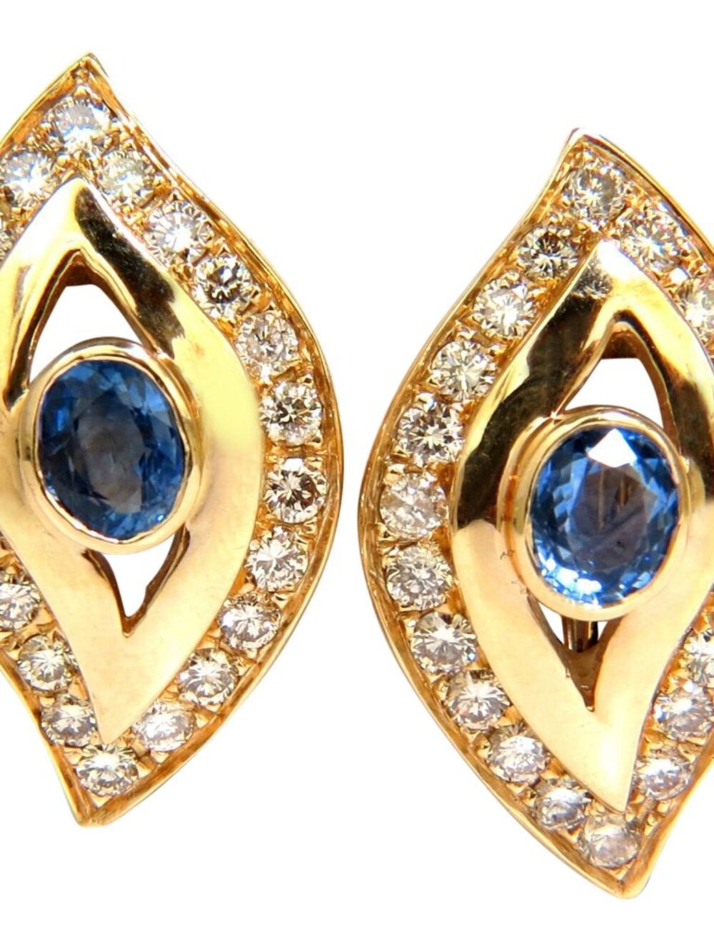 4.75CT NATURAL SAPPHIRE DIAMOND EARRINGS OMEGA CLIP 14KT CORNFLOWER*